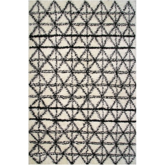 La Rugs Touch Shag Area Rug 425-18 Multi-Color Crosshatch Blocks 5' x 8' Rectangle
