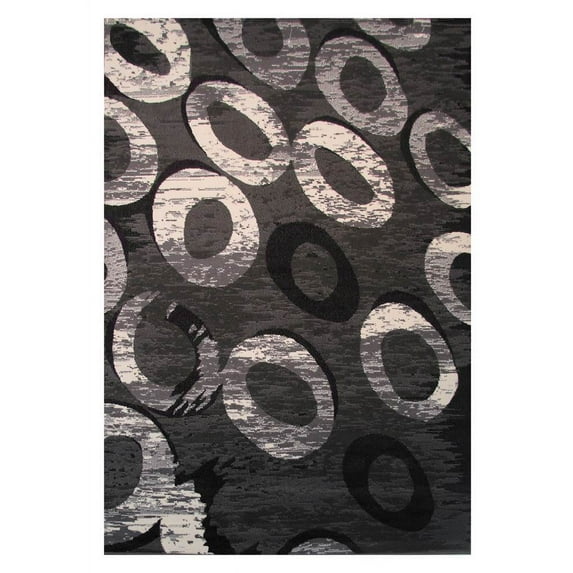 La Rugs Urban Area Rug 160-90 Black Rings Loops 2' x 4' Rectangle