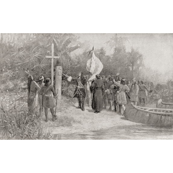 La Salle Claiming The Entire Mississippi River Basin For France In 1682 Ren©