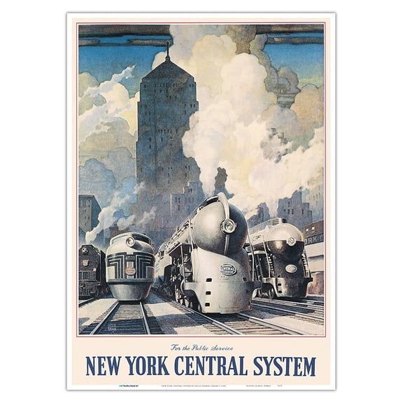 La Salle Street Station Chicago - New York Central System - Vintage Railroad Travel Poster by Leslie Darrell Ragan c.1945 - Master Art Print 10in x 14in