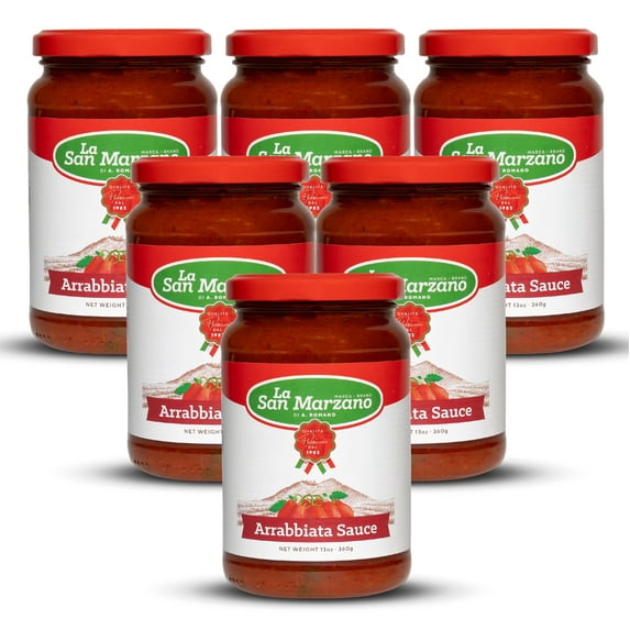 La San Marzano Arrabiata Pasta Sauce Spicy Marinara Made In Italy 13 oz Jar Mediterranean Diet (Pack of 6)
