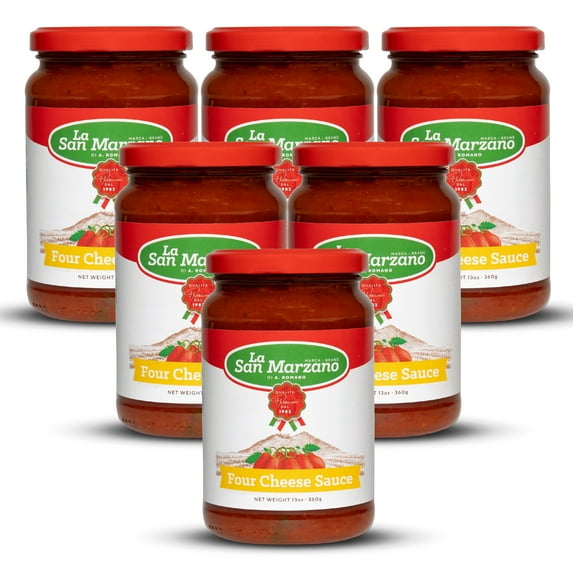 La San Marzano Four Cheese Pasta Sauce Made In Italy 13 oz Jar Gluten Free (Pack of 6)