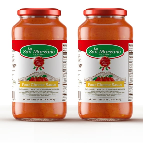La San Marzano Four Cheese Pasta Sauce Made In Italy 24 oz Jar Gluten Free (Pack of 2)
