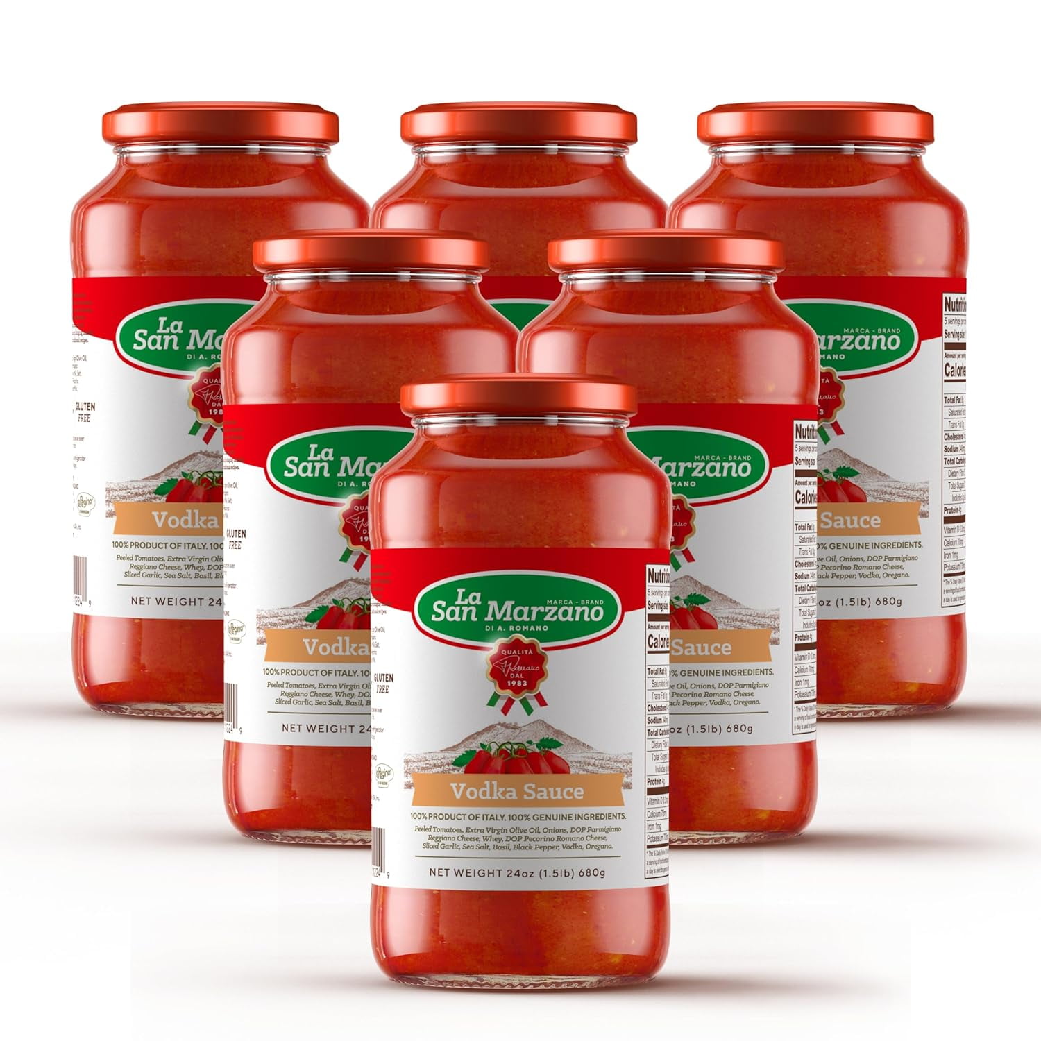 La San Marzano Vodka Pasta Sauce Made In Italy 24 oz Jar Gluten Free (Pack of 6)