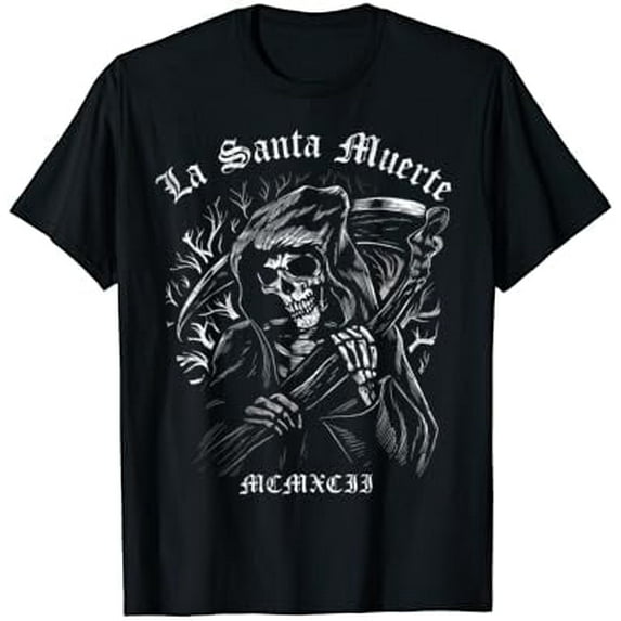 La Santa Muerte T-Shirt Men's and Women's Branded Cotton T-Shirt Summer Branded Cotton Shirt Unique Short Sleeve Hip Hop Rapper T-Shirt Men Clothing Top