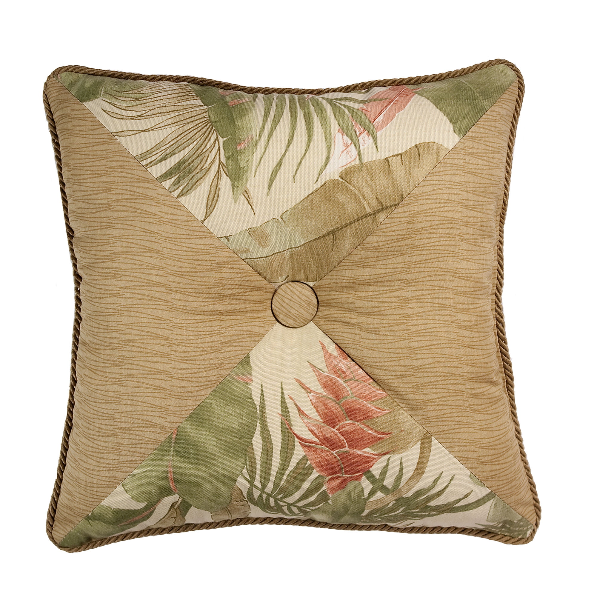 La Selva Natural Floral Triangle-Cut Square Pillow