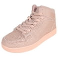 thumbnail image 1 of La Sheelah Flat Women High Top Fashion Sneakers Chelsea Shoes Lace Up Rhinestone Bling Crystals REXX-30 Light Pink Mauve 8, 1 of 3
