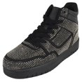 thumbnail image 1 of La Sheelah Flat Women High Top Fashion Sneakers Chelsea Shoes Lace Up Rhinestone Bling Sparkly Studs RICH-42 Black 8, 1 of 5