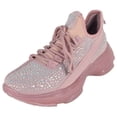 thumbnail image 1 of La Sheelah Flat Women Lace-Up Platform Sneakers Comfortable Sport Walking Running Shoes Rhinestone Bling Studs Anti-Slip Resistant HANA-49 Light Pink Mauve 8, 1 of 3