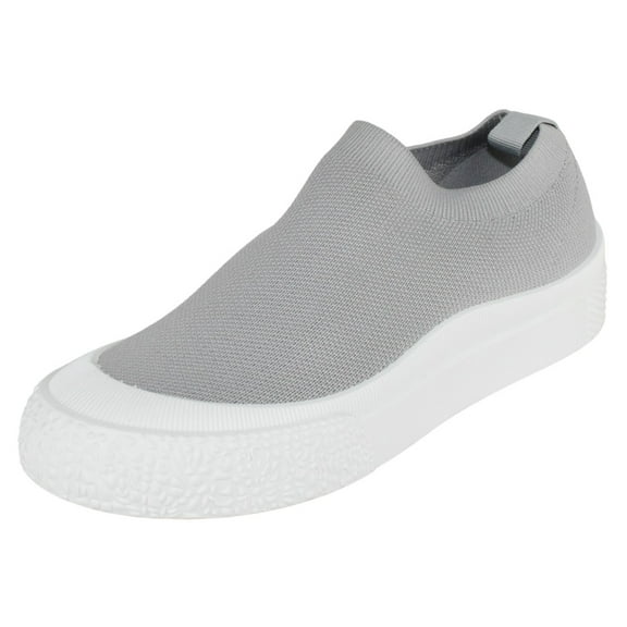 La Sheelah Flat Women Slip-On Sneakers Comfortable Shoes Elastic Breathable Knit Fabric COMFY-10 Gray 5