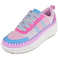 thumbnail image 1 of La Sheelah Women Knitted Low Top Patchwork Fashion Sneaker Casual Lace-Up Comfort Walking Shoes Lightweight Platform Sole Trendy Woven Design TIMELESS-12 Multi Pink Fuchsia 5, 1 of 5