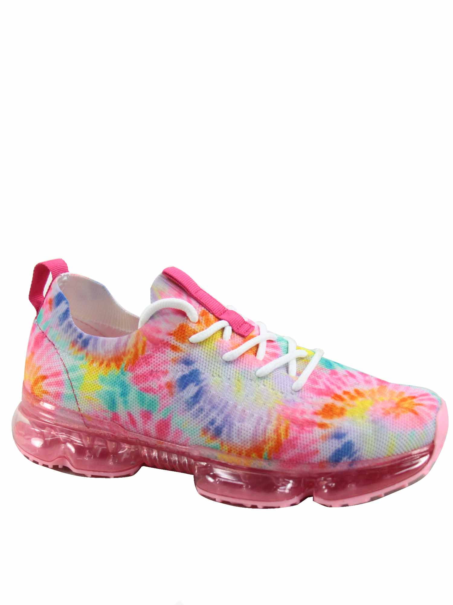 La Sheelah Lavender Elastic Mesh Lace Up Fashion Sneaker