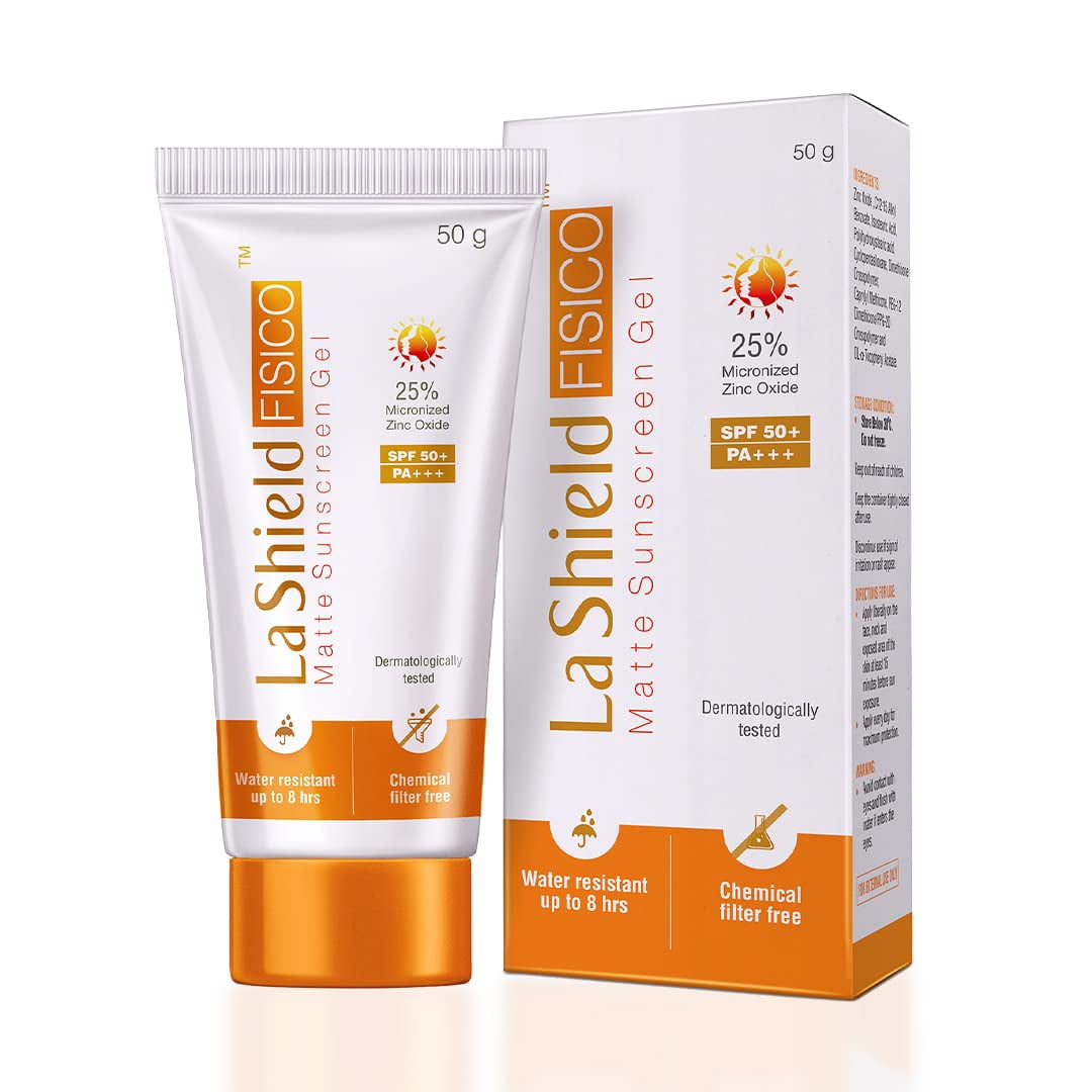 La Shield Fisico SPF 50+ & PA+++ Mineral Based Sunscreen Gel | Lightweight | Transparent | Water Resistant, 50 Grams