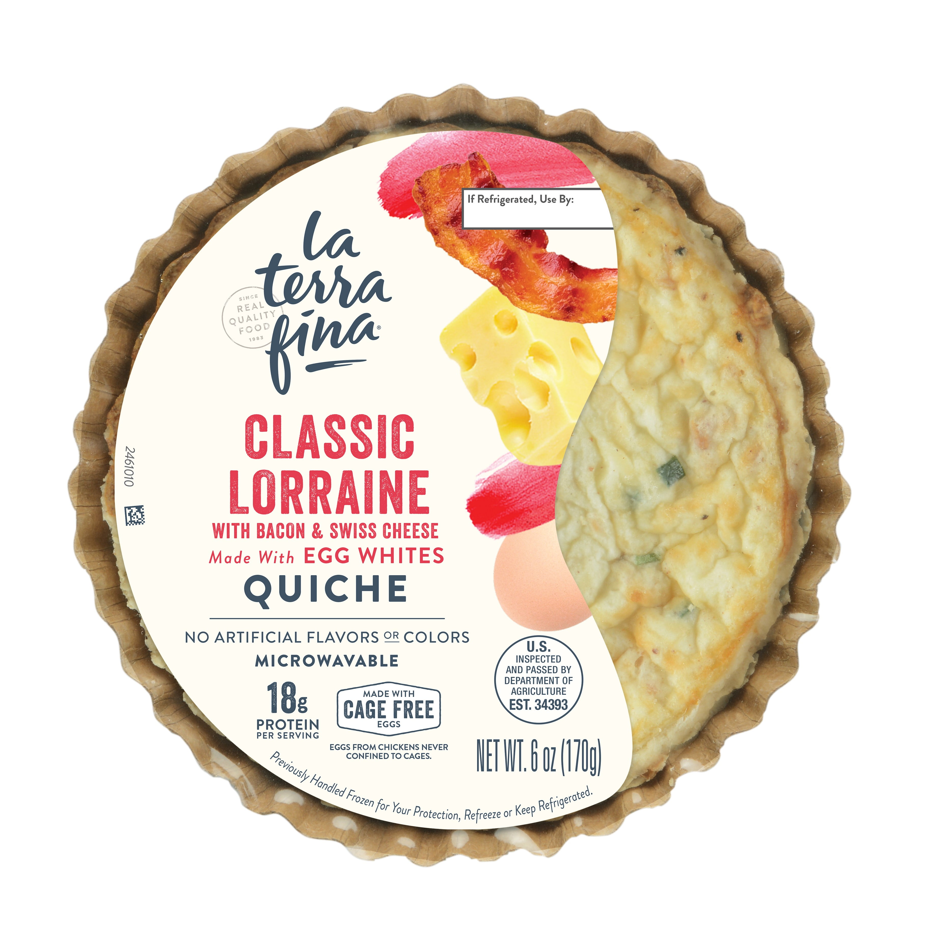 La Terra Fina Lorraine Quiche with Bacon & Swiss Cheese – 6 oz, Frozen Tray, Made with Egg White