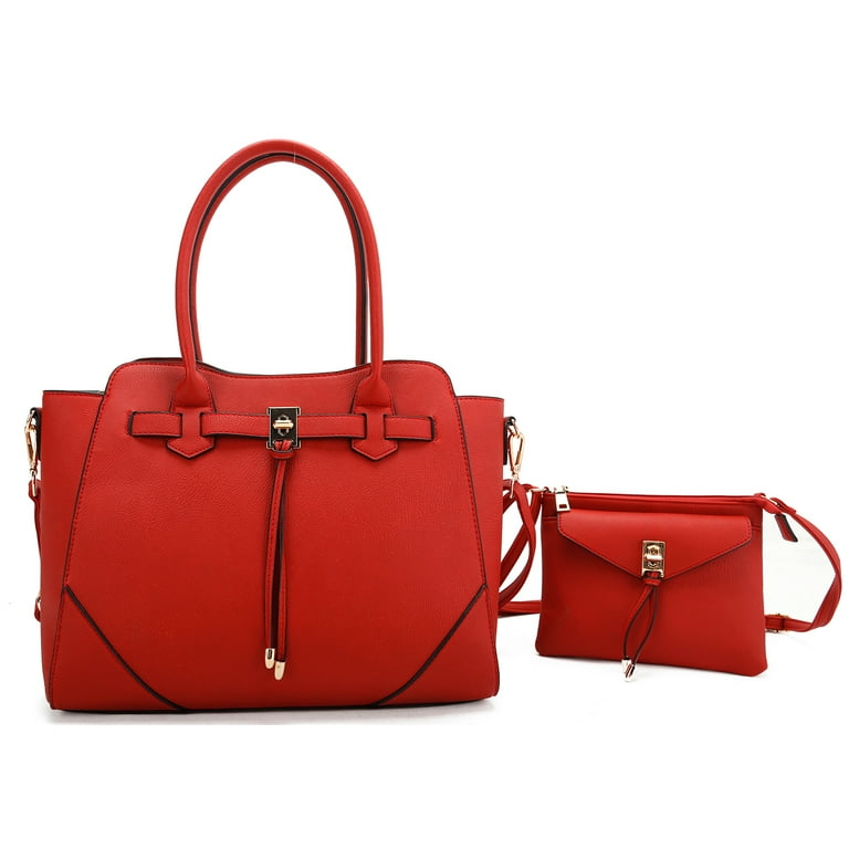 La Terre 2 in 1 Tote Crossbody Set 2Pcs Fashion Handbags for Women Vegan Leather with Tassel Turn Lock Walmart