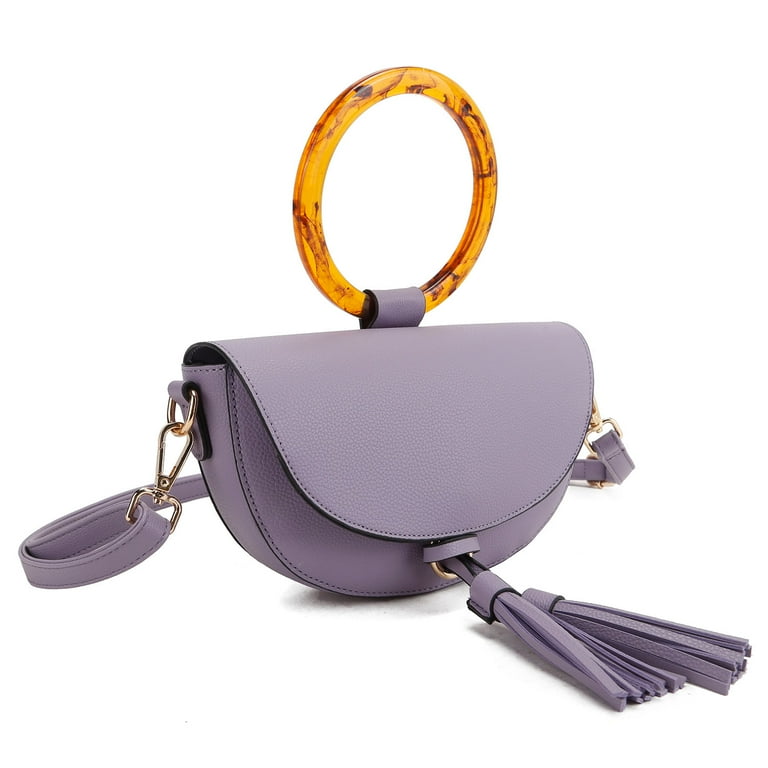 La Terre Dome Mini Satchel with Tortoiseshell Resin Handle and Magnetic Tassel closure Vegan Leather Flap Fashion Handbag Walmart