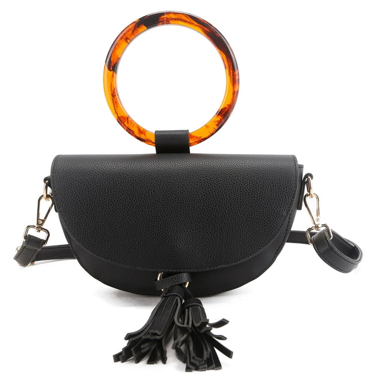 Girls Mini Fashion Logo Shell Handbag, Crossbody Dome Purse Black