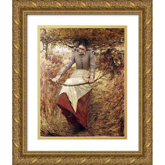 La Thangue, Henry Herbert 20x24 Gold Ornate Wood Framed with Double Matting Museum Art Print Titled - An Autumn Morning