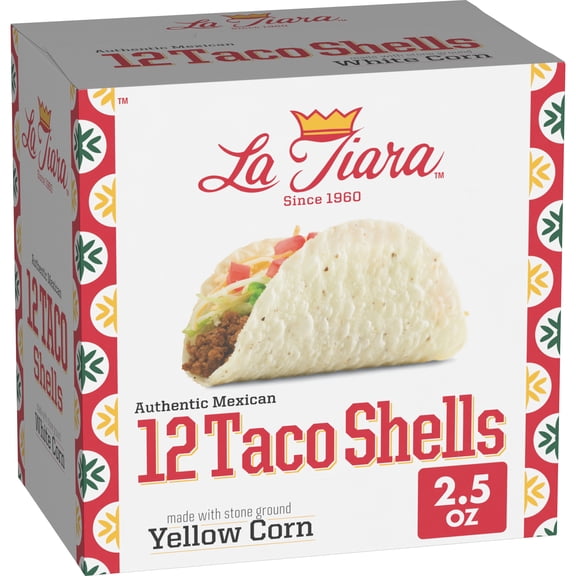 La Tiara Authentic Mexican White Corn Taco Shells, Meal Prep, 12 Count, 2.5 oz
