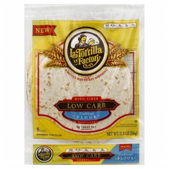 La Tortilla Factory 11.8 oz. Low Carb, High Fiber Tortillas Traditional Flour