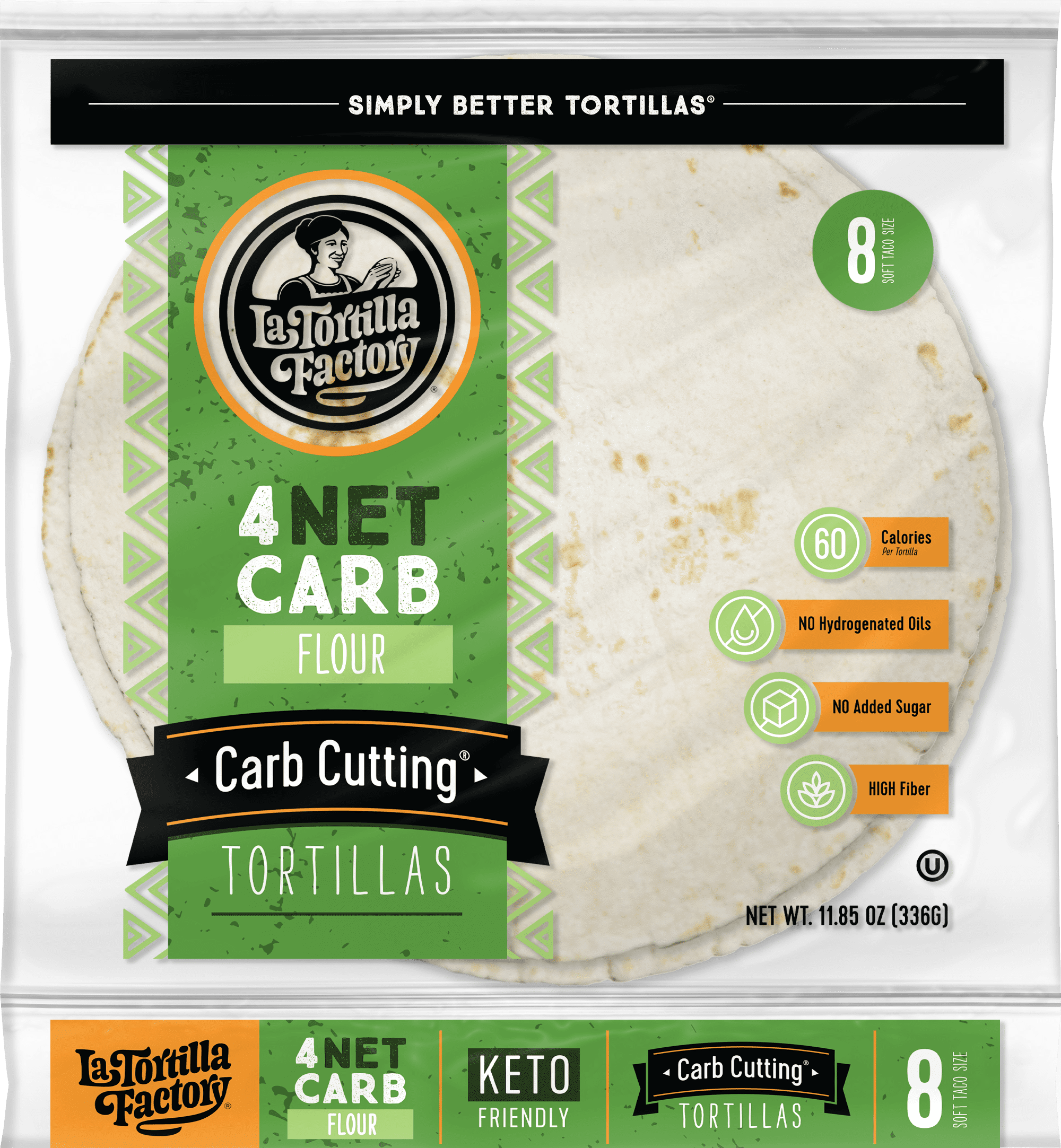 La Tortilla Factory Carb Cutting 4 Net Carb Flour Tortillas, 11 oz, 8 Count