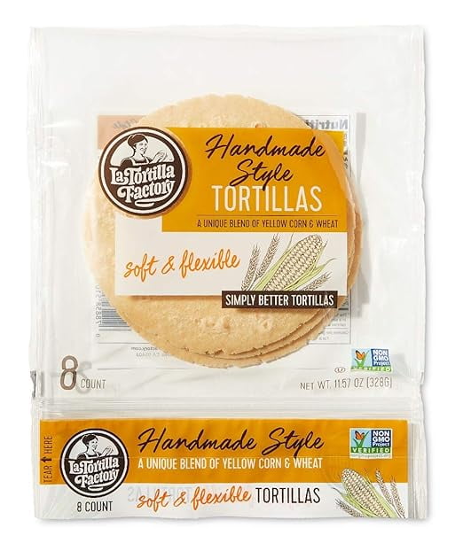 La Tortilla Factory Handmade Style Yellow Corn & Wheat Tortillas, 8