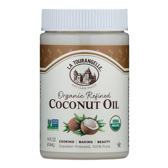 La Tourangelle Organic Coconut Oil, Refined, For Cooking, Baking, Hair, and Skin Care, Expeller Pressed, 14 fl oz