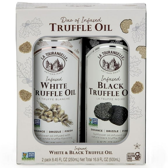 La Tourangelle White Truffle Oil & Black Truffle Oil Gift Box, Set of 2 - 8.45 fl oz Each