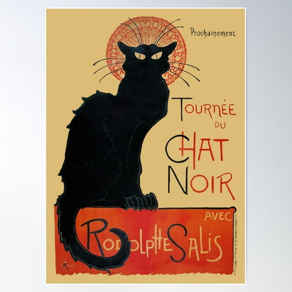 La Tournée Du Chat Noir Vintage 1896 Paris Poster Extract Poster Wall Art, Modern Wall Decor For Living Room Bedroom, 12x18 UNFRAMED