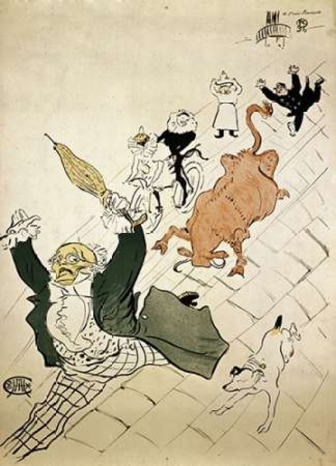 La Vache Enragee Canvas Art - Henri Toulouse-Lautrec (20 x 28)