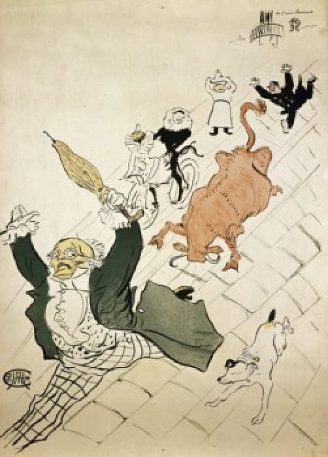 La Vache Enragee Henri de Toulouse-Lautrec (1864-1901 French) Lithograph Private Collection Canvas Art - Henri de Toulouse-Lautrec (18 x 24)
