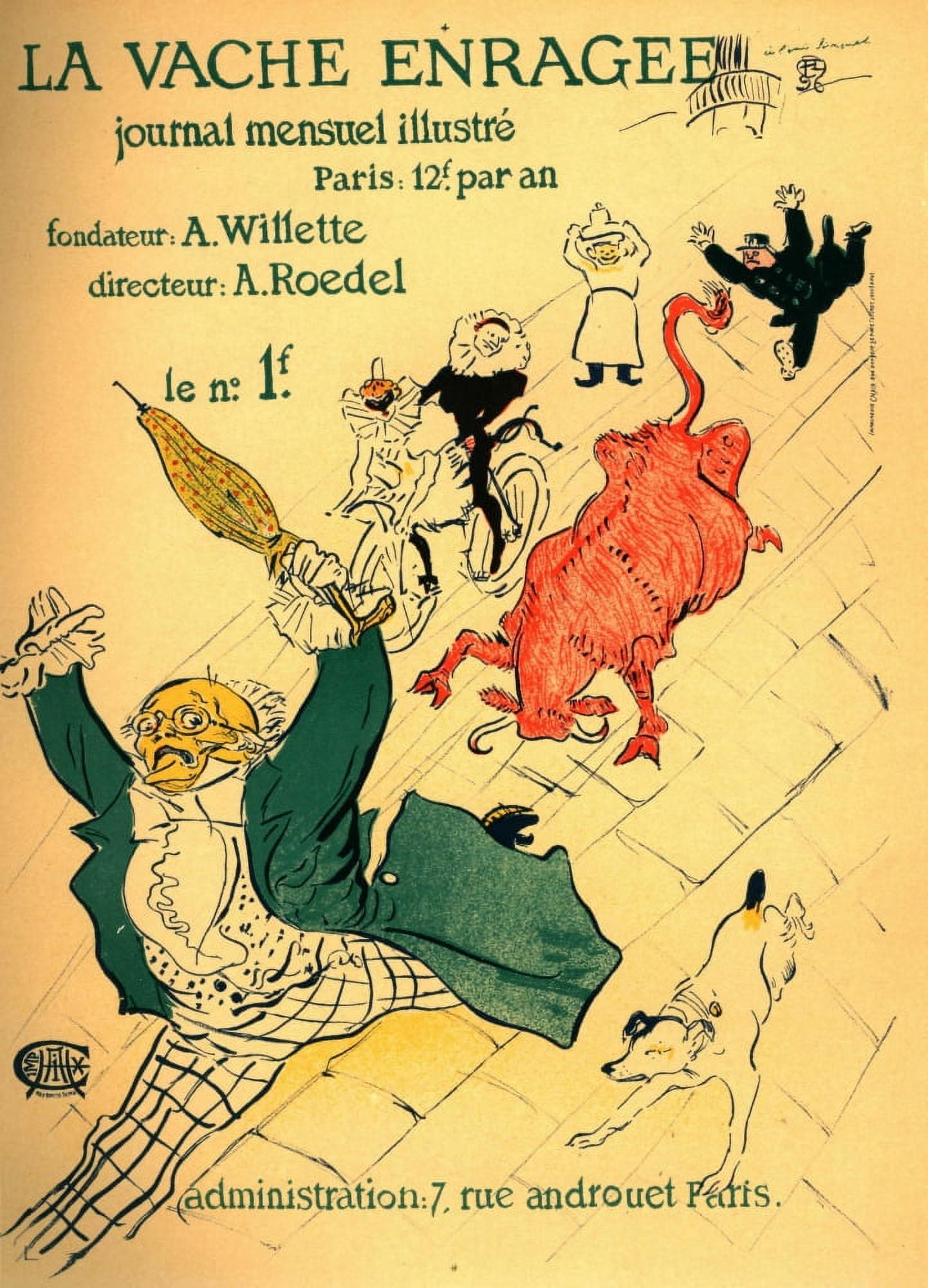 La Vache enragee Canvas Art - H de Toulouse-Lautrec (18 x 24)