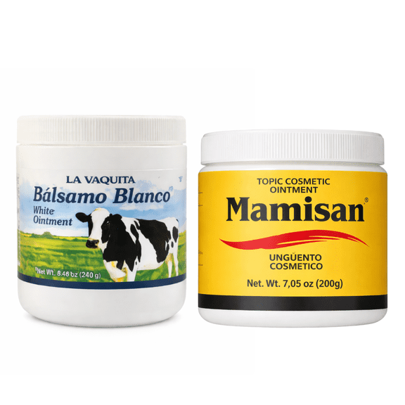 La Vaquita Blsamo Blanco White Ointment & Mamisan Cosmetic Ointment Topical Skin Care Balm Set 2 Pack (240g + 200g)