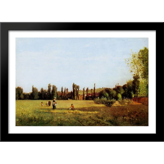 La Varenne de St. Hilaire 40x28 Large Black Wood Framed Print Art by Camille Pissarro