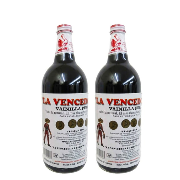 La Vencedora Pure Mexican Vanilla Extract 31oz Each 2 Glass Bottles Product From Mexico - PACK OF 2
