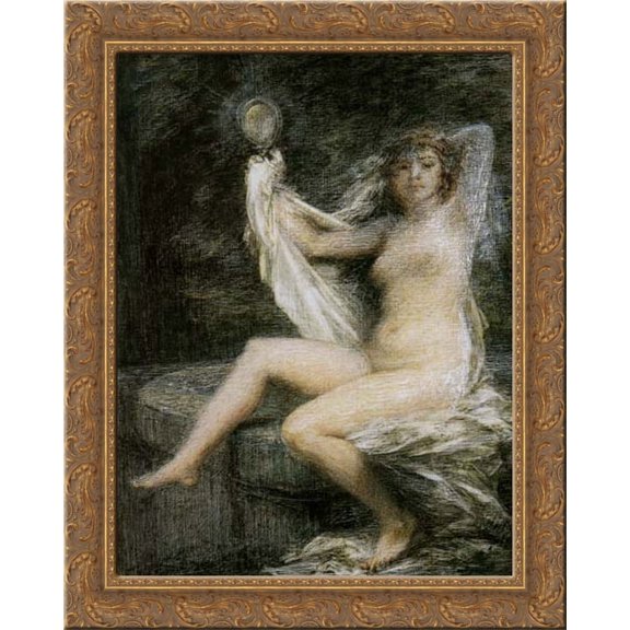 La Verite 20x23 Gold Ornate Wood Framed Canvas Art by Fantin Latour, Ignace Henri Jean Theodore
