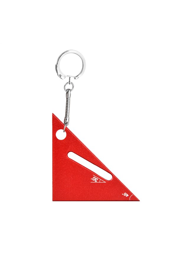 Woodworking Ruler Small Measurement Tool Portable Measurement Tool with Keychain Alloy Metal 90/45 Degree Ruler Protractor for Woodworking Measurement