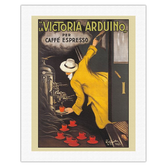 La Victoria Arduino - Coffee Maker - Caffé Espresso - Vintage Advertising Poster by Leonetto Cappiello c.1890 - Fine Art Rolled Canvas Print 20in x 26in