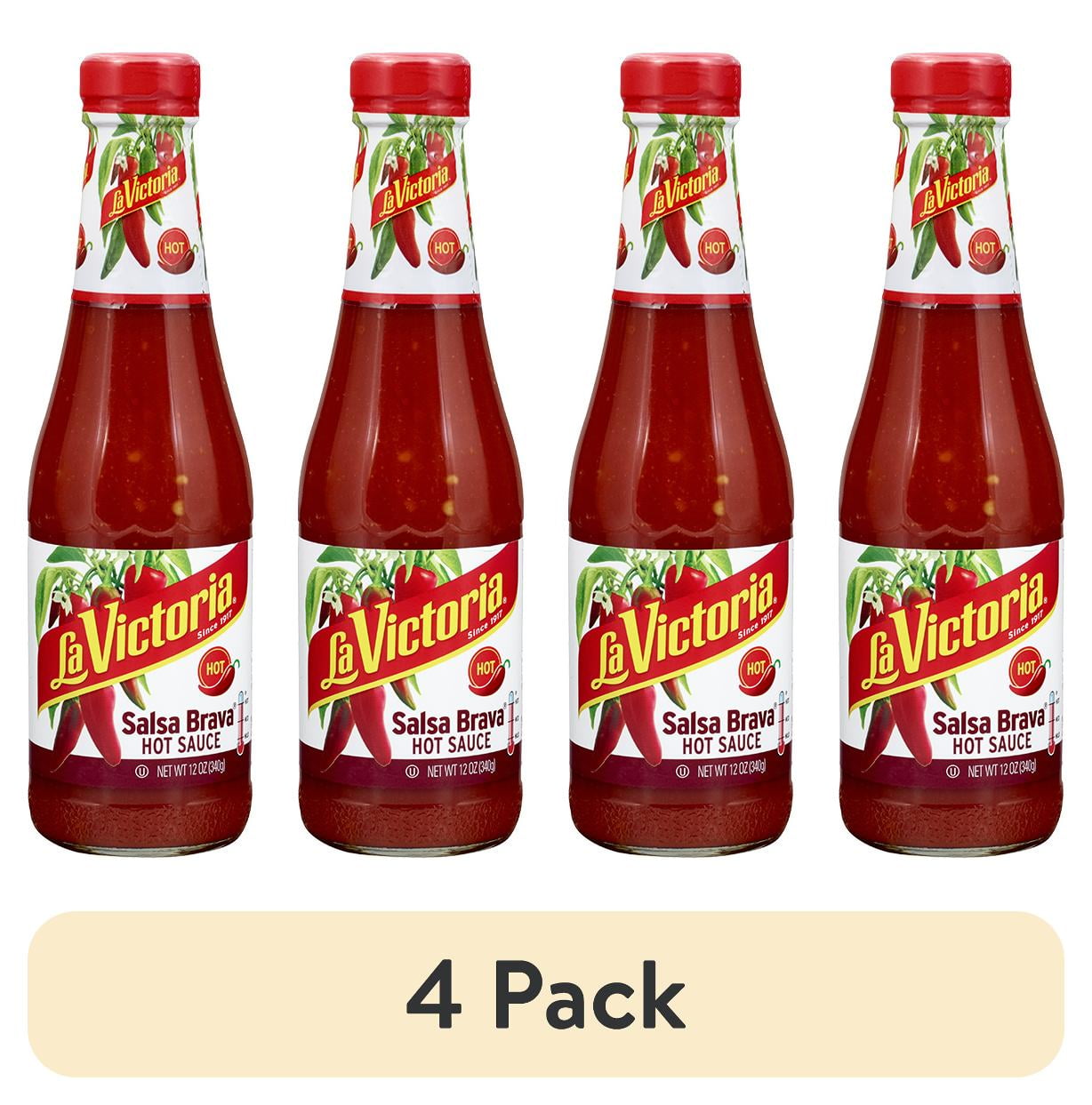 (4 pack) La Victoria Salsa Brava Hot Sauce, 12 Ounce