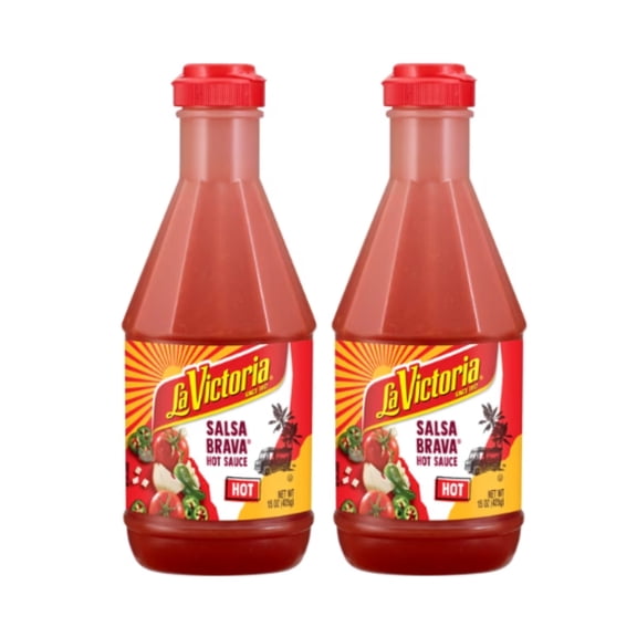 La Victoria Salsa Brava Hot Sauce, Shelf-Stable, 15 oz Plastic Squeeze Bottles (2 Pack)