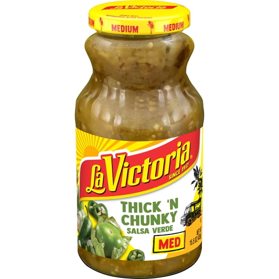 La Victoria - Salsa Thick & Chunky Verde Med - 15.5 Oz, Case of 12
