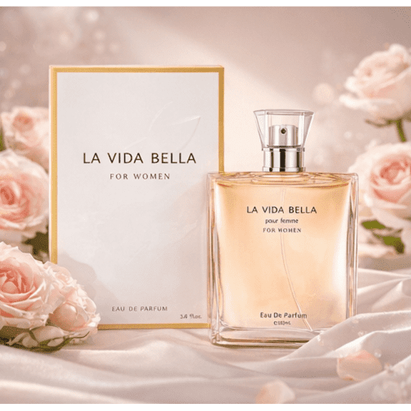La Vida Bella Eau de Parfum for Women 3.4 oz (100 ml) Long Lasting Sweet Floral Perfume Elegant Feminine Fragrance Spray Everyday Luxury Scent Gift for Her