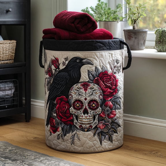 La Vida Bella Quilted Laundry Basket