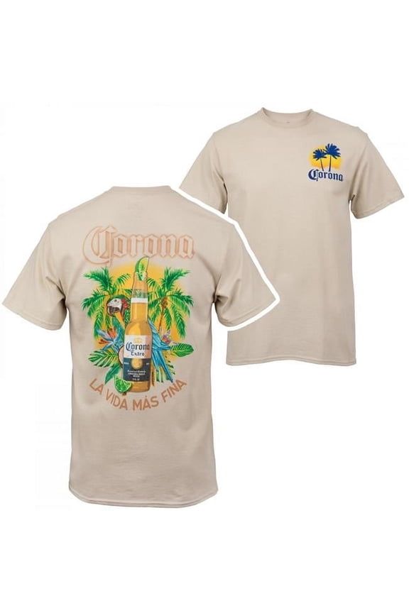La Vida Mas Fina Bottle Front & Back Print T-Shirt, Beige - Medium
