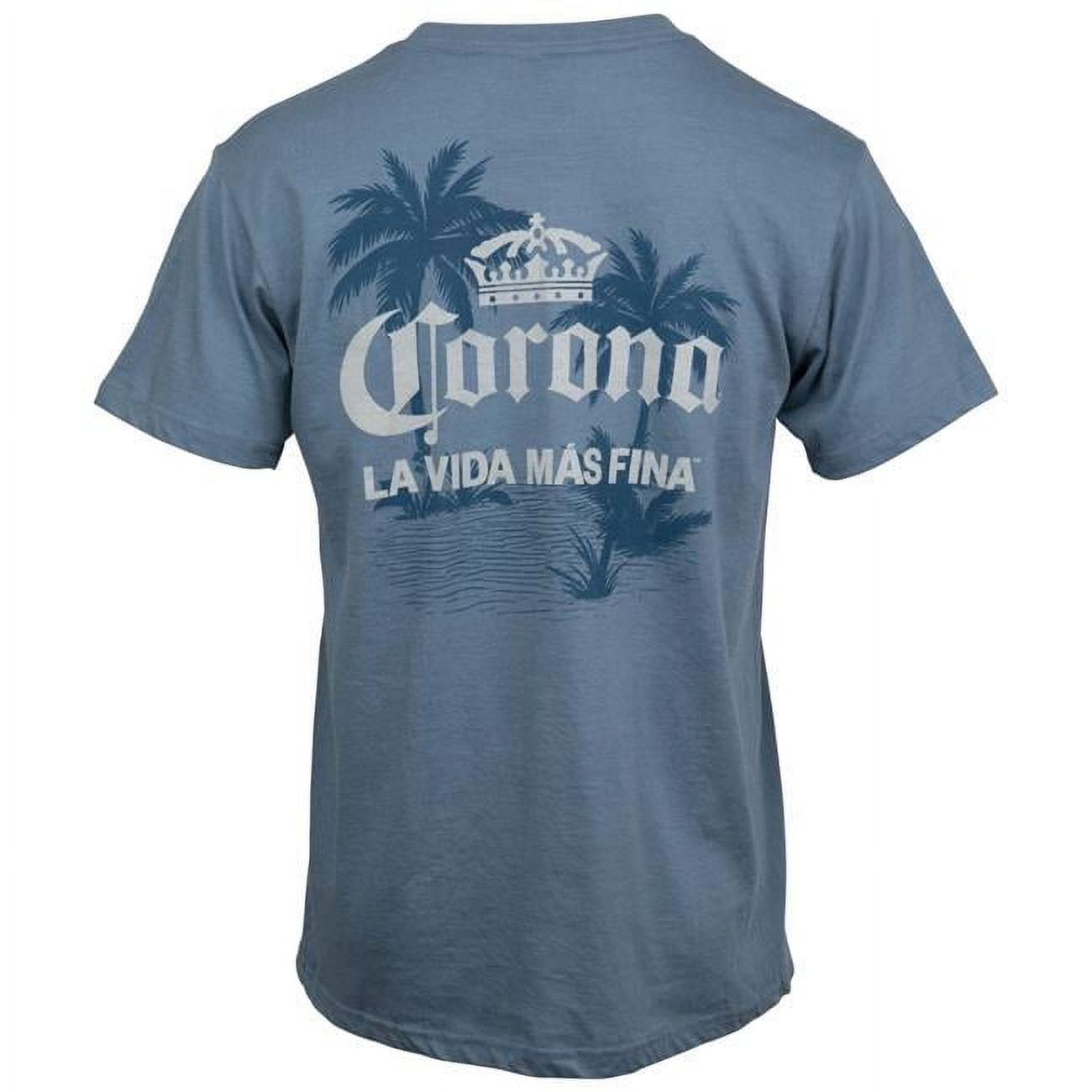 Bienvenidos A La Vida Mas Fina La Vida Mas Fina Palm Trees Front & Back Print T-Shirt, Blue - Large