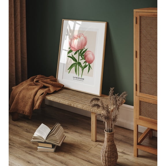 La Vie En Rose Pink Wall Decor Floral Art Vintage Flowers home Botanical bathroom Poster Peony Poster, Unframed Poster Size 8x12