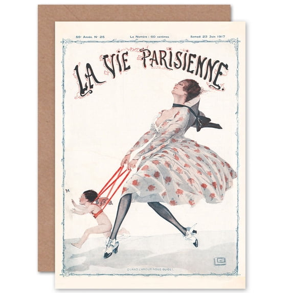 La Vie Parisienne Love Guides Us Magazine Cover Greetings Card Plus Envelope Blank inside