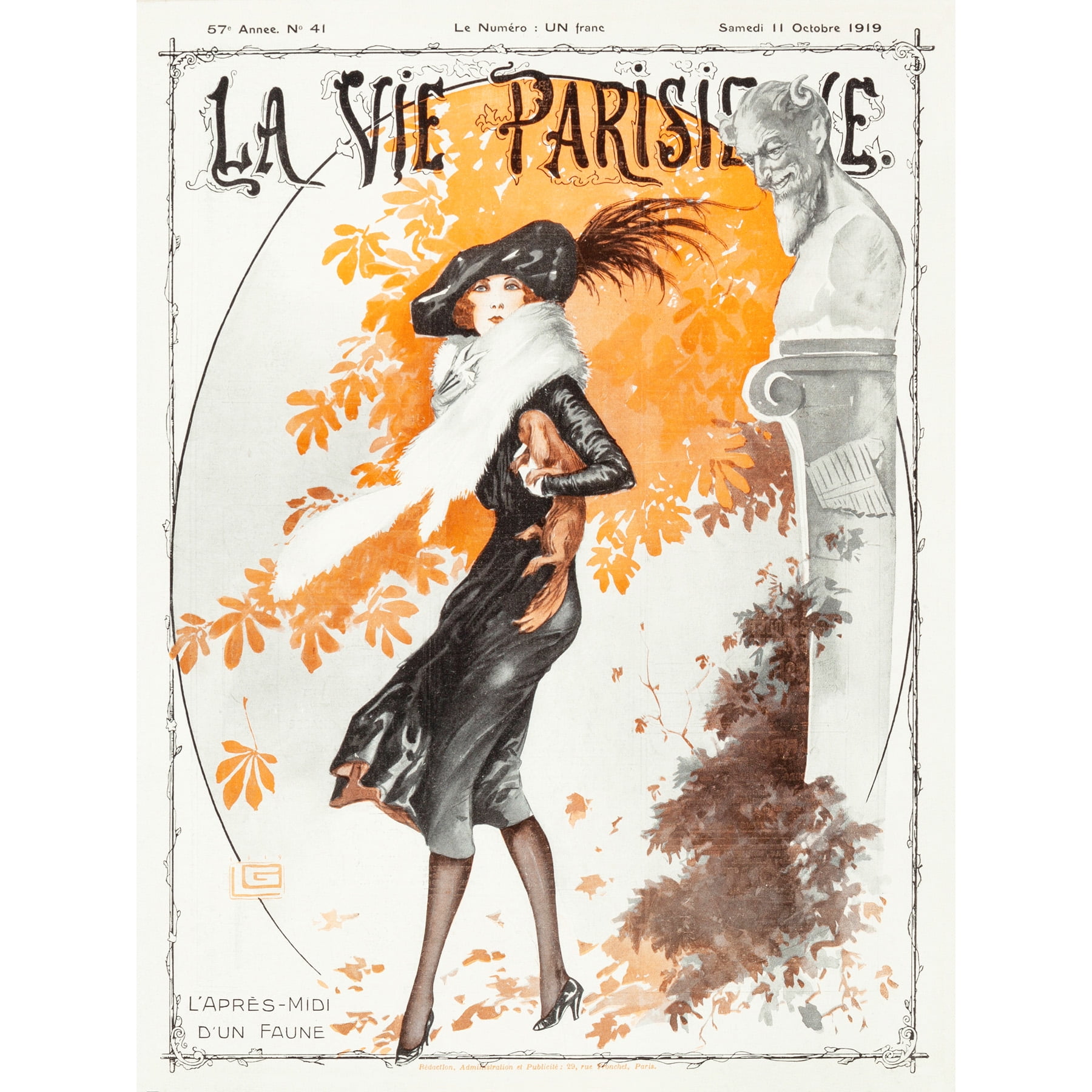 Vintage French Fashion La Vie Parisienne Fall Fashion Woman Dog