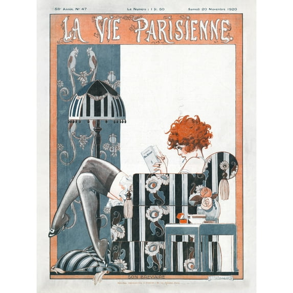 La Vie Parisienne Vintage French My Love Red Head Magazine Cover Extra Large XL Wall Art Poster Print
