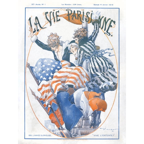 La Vie Parisienne Vintage French WW1 Allies 1919 Magazine Cover Extra Large XL Wall Art Poster Print